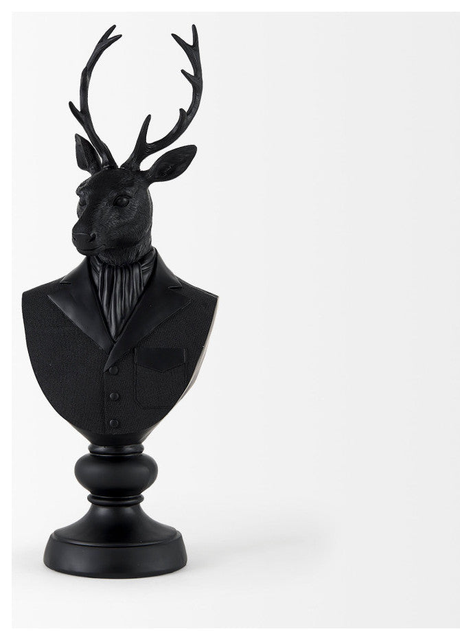 Mozart Black Painted Resin Deer Bust