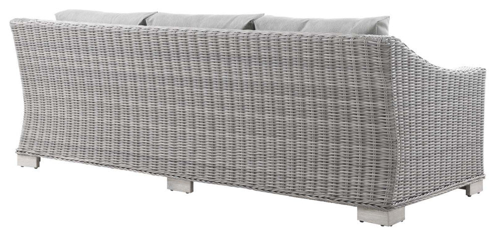 Conway Outdoor Patio Wicker Rattan Sofa Light Gray Gray
