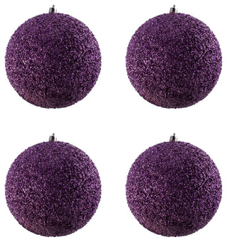 Vickerman 6" Pink Beaded Ball Drilled 4-Pack, N185879D