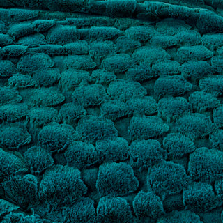 Cloud Carved Faux Fur Throw Blanket, Teal
