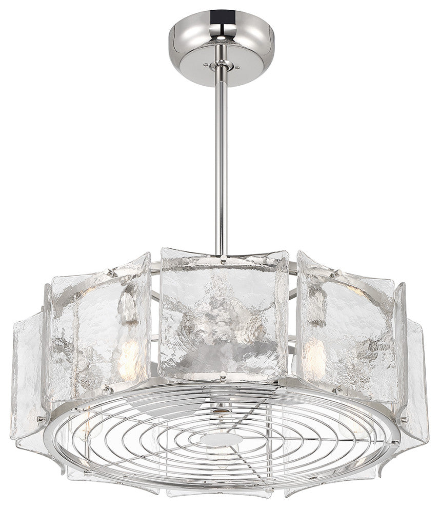 Genry 5-Light LED Fan D'Lier, Matte Black, Polished Nickel