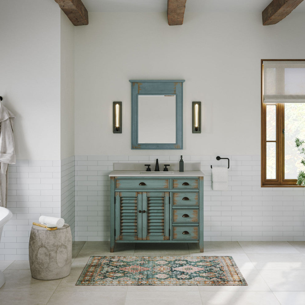 The Calusa Bathroom Vanity, Turquoise, 42", Single Sink, Freestanding