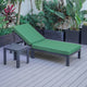 LeisureMod Chelsea Chaise Lounge Chair With Cushions & Side Table, Green