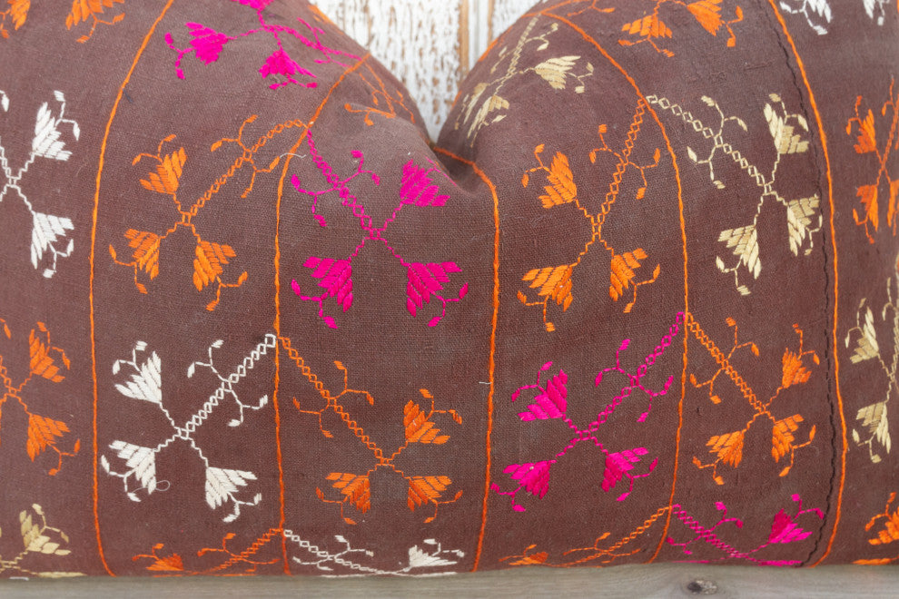 Shri Antique Indian Folk Lumbar Pillow