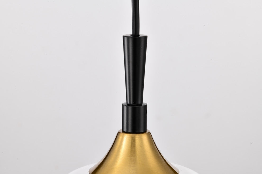 1-Light Black and Antique Brass Modern Mini Pendant With Clear Glass Shade