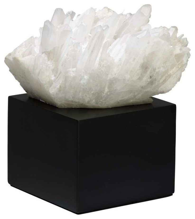 Cyan Design Medium Quartz Table Accent, Black and White Crystal