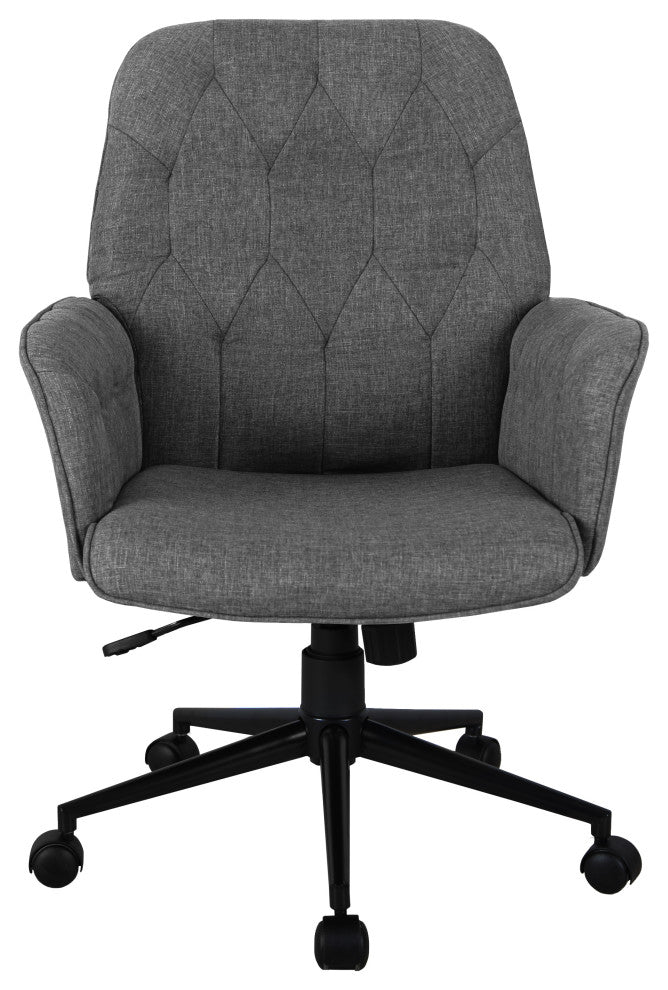 Techni Mobili Modern Upholstered Tufted Office Chair with Arms, Grey