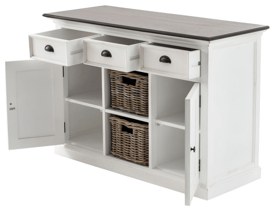 Modern Farmhouse Brown And White Large Accent Cabinet