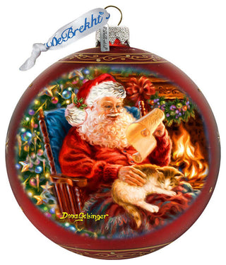 House Warming Santa Lg Glass Ornament, Red