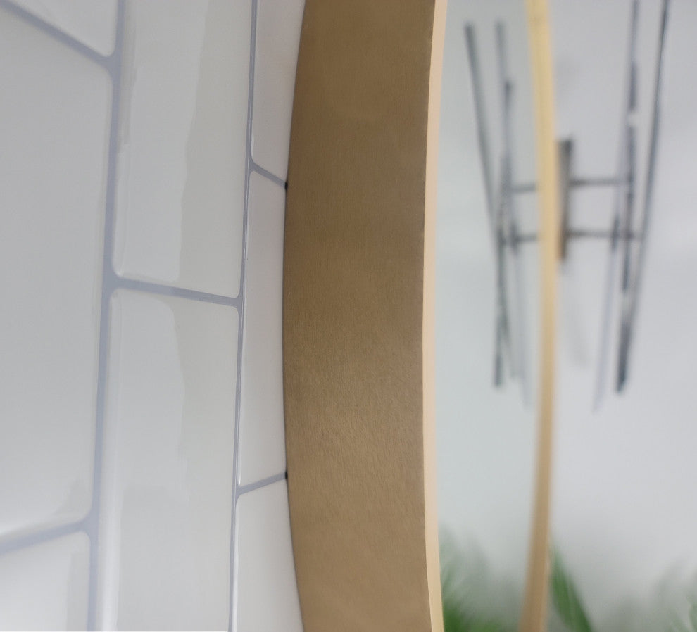 Thompson 24 in. x 24 in. Round Solid Wood Framed Wall Mirror in Natural Wood