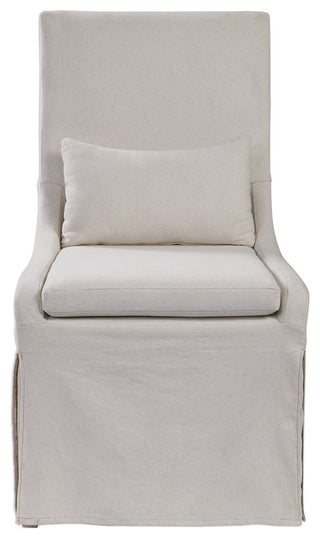 Coley White Linen Armless Chair