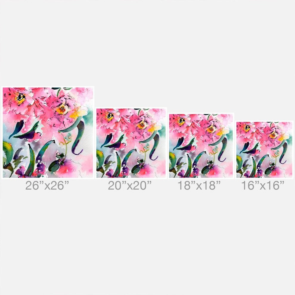 Ginette Fine Art Pink Camellias Throw Pillow, 20"x20"