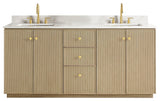 Oza Bath Vanity with Quartz Stone Top, Aged Natural Oak, 72", Double Vanity, No Mirror