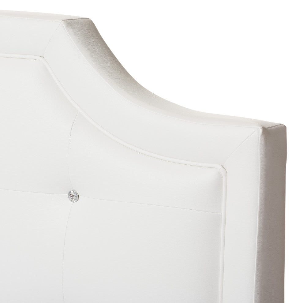 Carlotta Glam White Faux Leather Upholstered King Size 3-Piece Bedroom Set