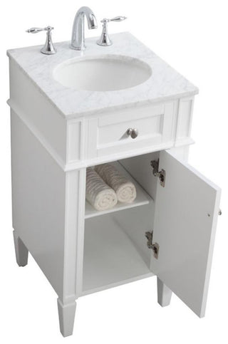 Elegant Decor Park Avenue 18" Single Marble Top Bathroom Vanity in White