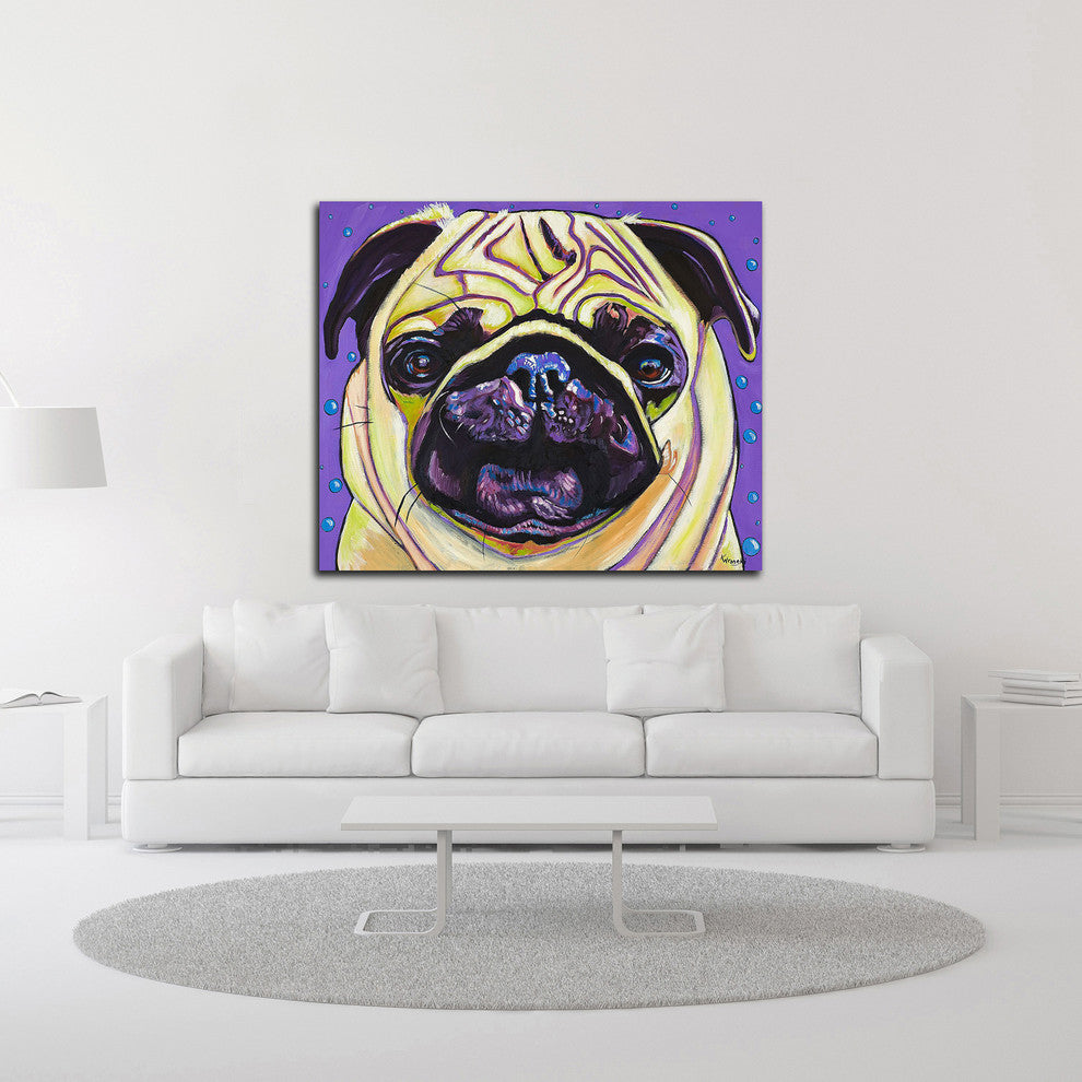 Purple Pug by Kathryn Wronski, Print on Canvas, 30"x25"