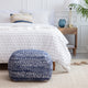 Navy Stripes 22" x 22" x 16" Navy and Ivory Pouf
