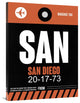 "SAN San Diego Luggage Tag 3" Fine Art Print
