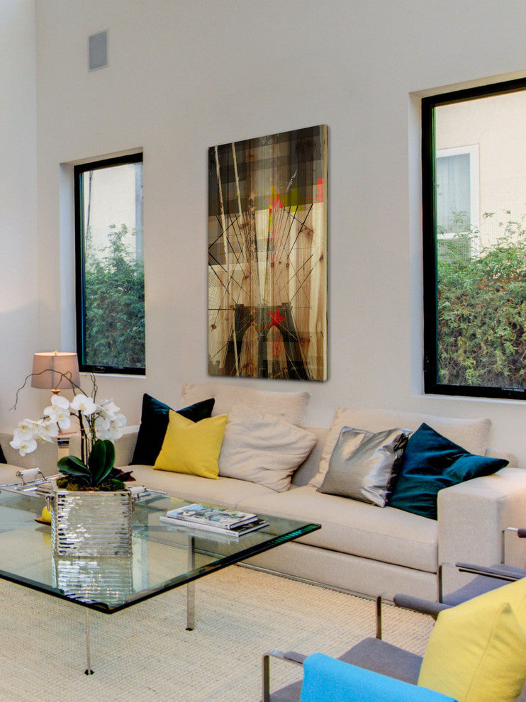 "Brooklyn" Painting Print on Natural Pine Wood, 12"x24"