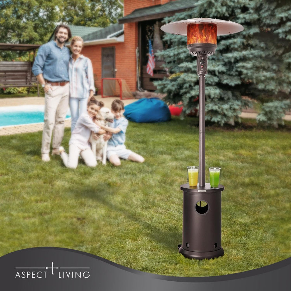 Mocha Finish Patio Heater With Table