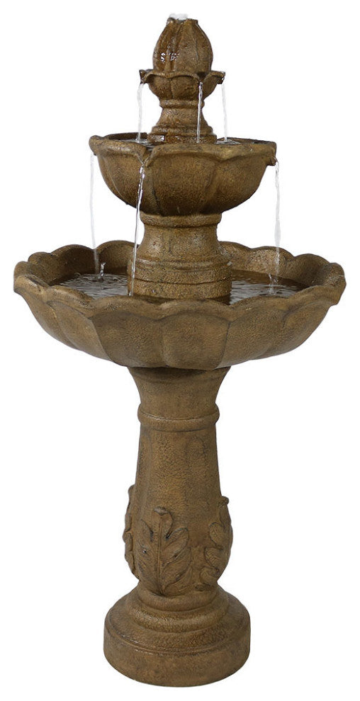 Sunnydaze Outdoor Garden Blooming Flower Water Fountain, 2-Tier, 38"
