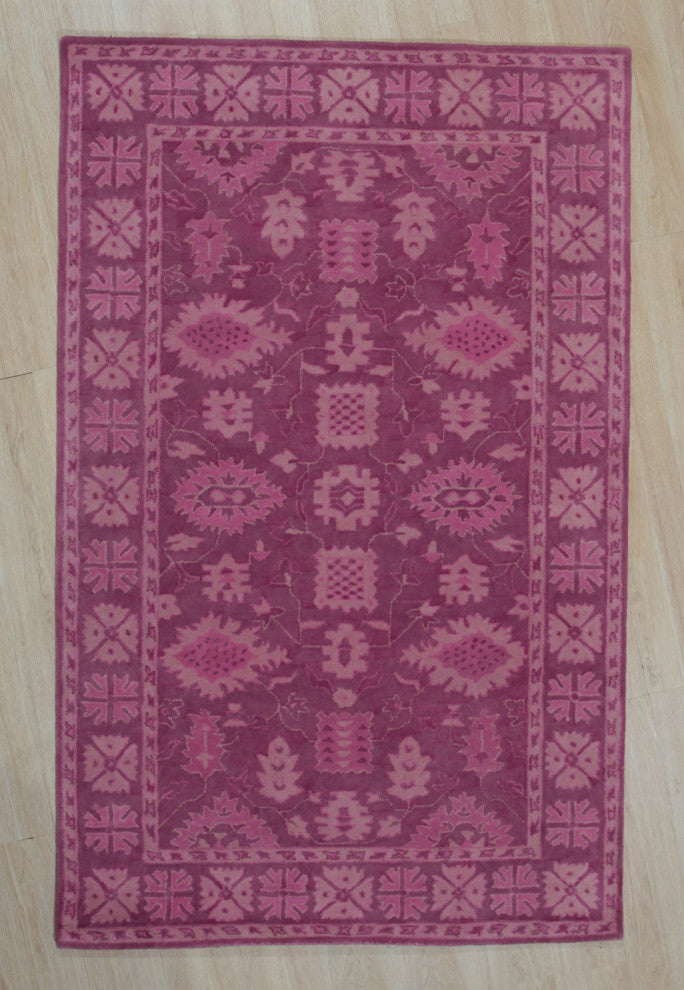 EORC Pink Hand-Tufted Wool Overdyed Rug, 8'9x11'9