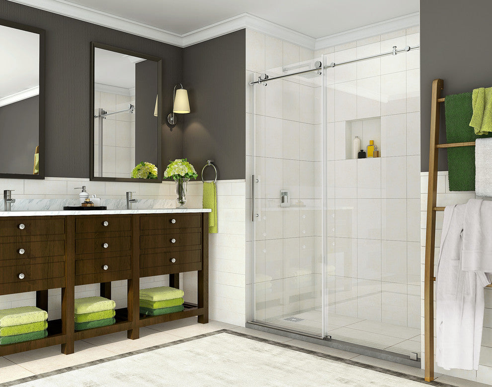 Coraline 44"-48"x76" Frameless Sliding Shower Door, Stainless Steel