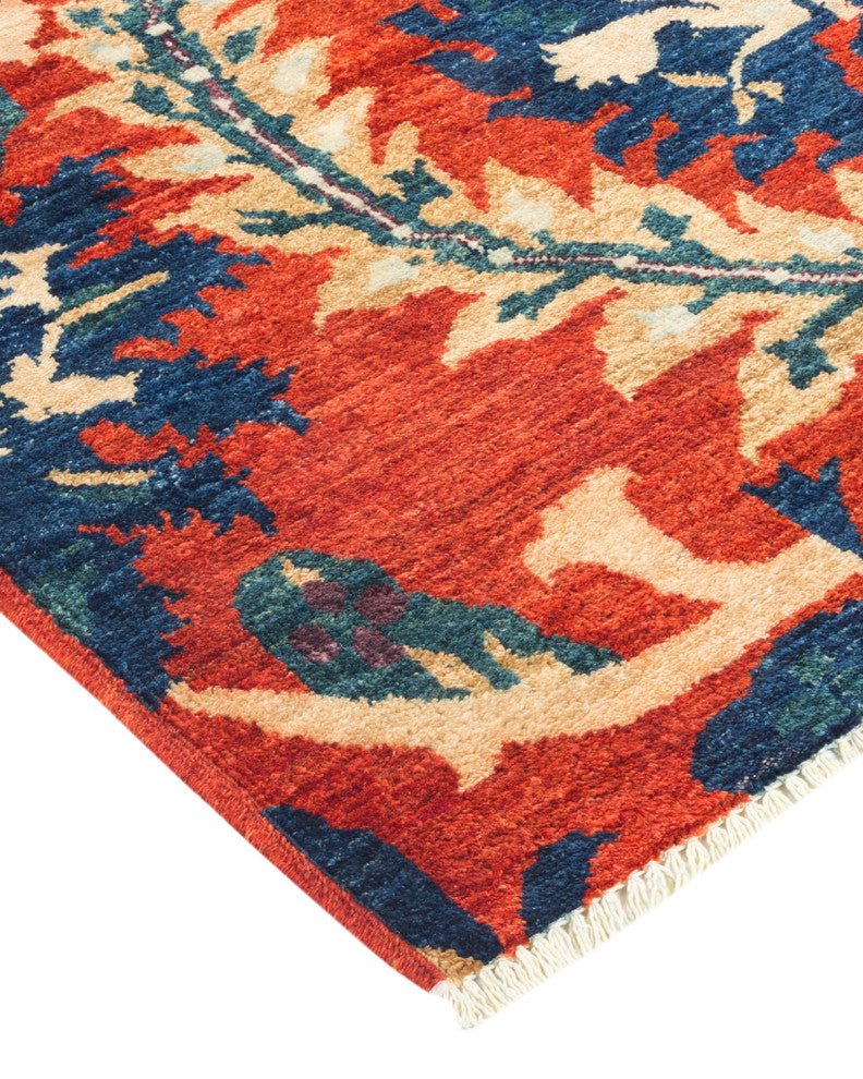 Eclectic, One-of-a-Kind Hand-Knotted Area Rug Orange, 6'7"x10'5"