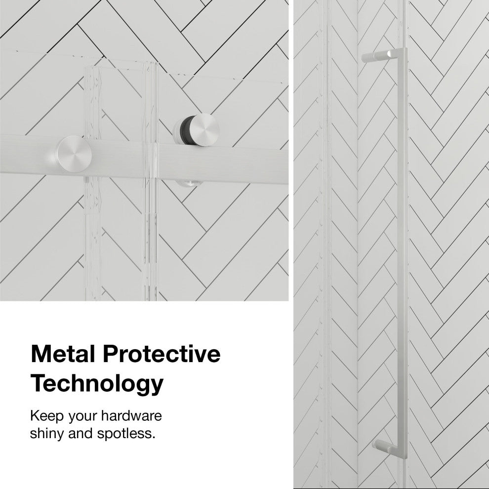 Selby Frameless Sliding Clear Alcove Shower Door, Satin Nickel, 60"