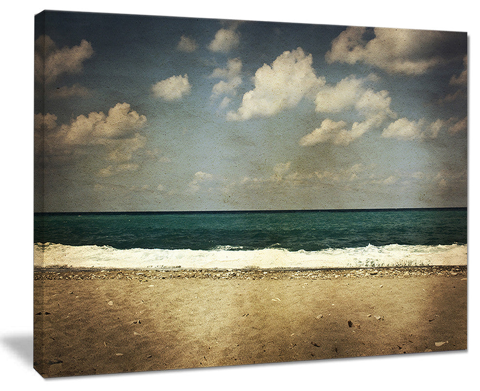 "Vintage Beach With Heavy Clouds" Seashore Canvas Print, 20"x12"
