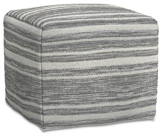 Carina Square Woven Pouf, Black Melange, White