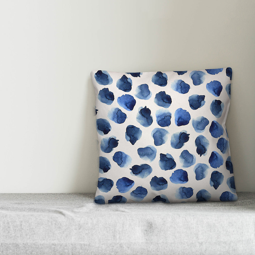 Blue Watercolor Dots 20x20 Throw Pillow
