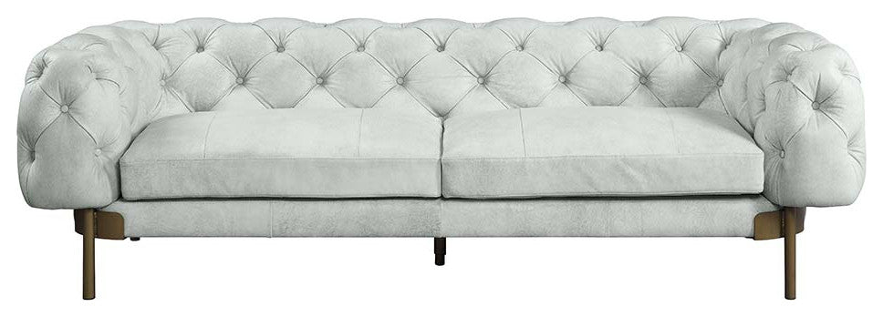 Acme Ragle Sofa Vintage White Top Grain Leather