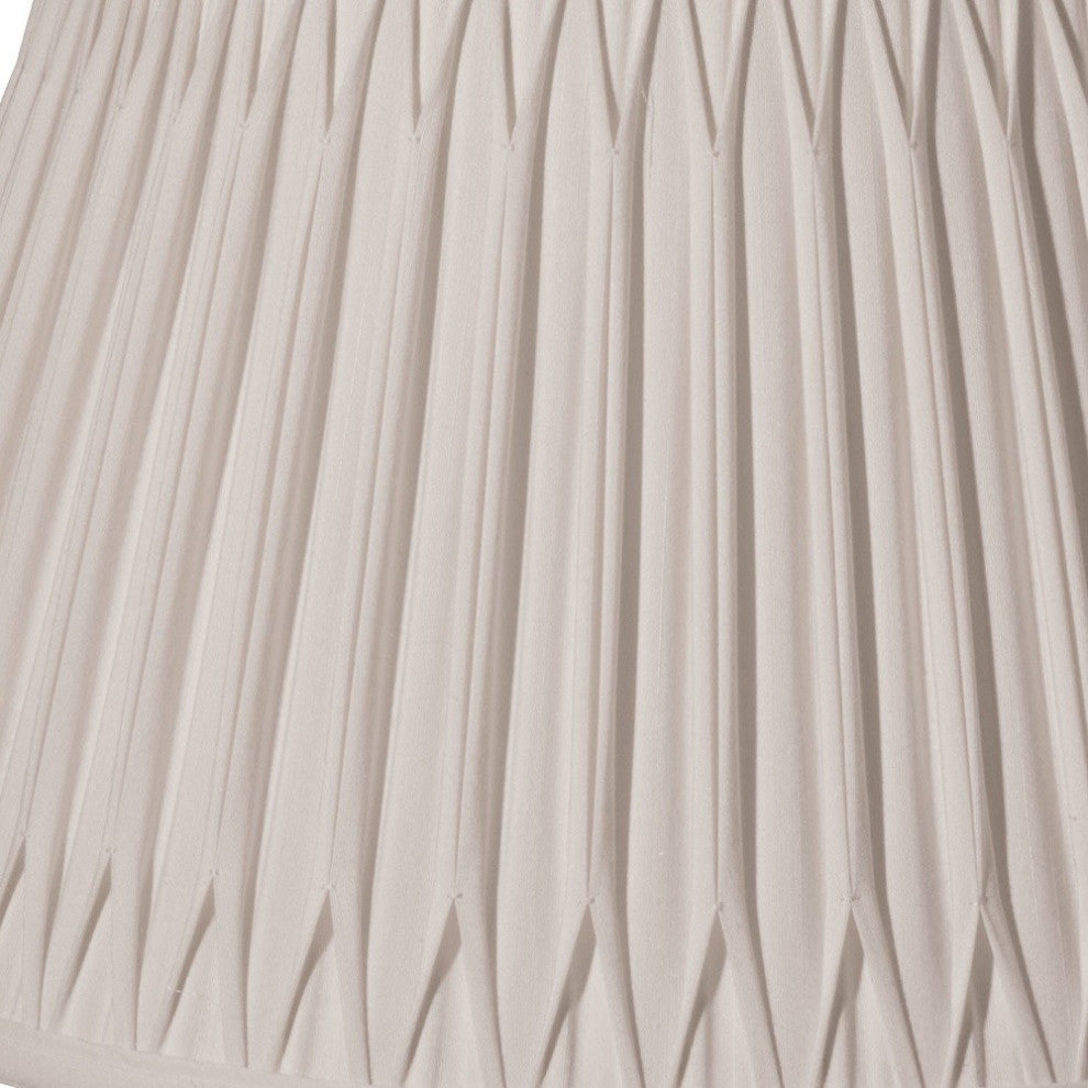 19" Cream Shallow Drum Smocked Shantung Lampshade