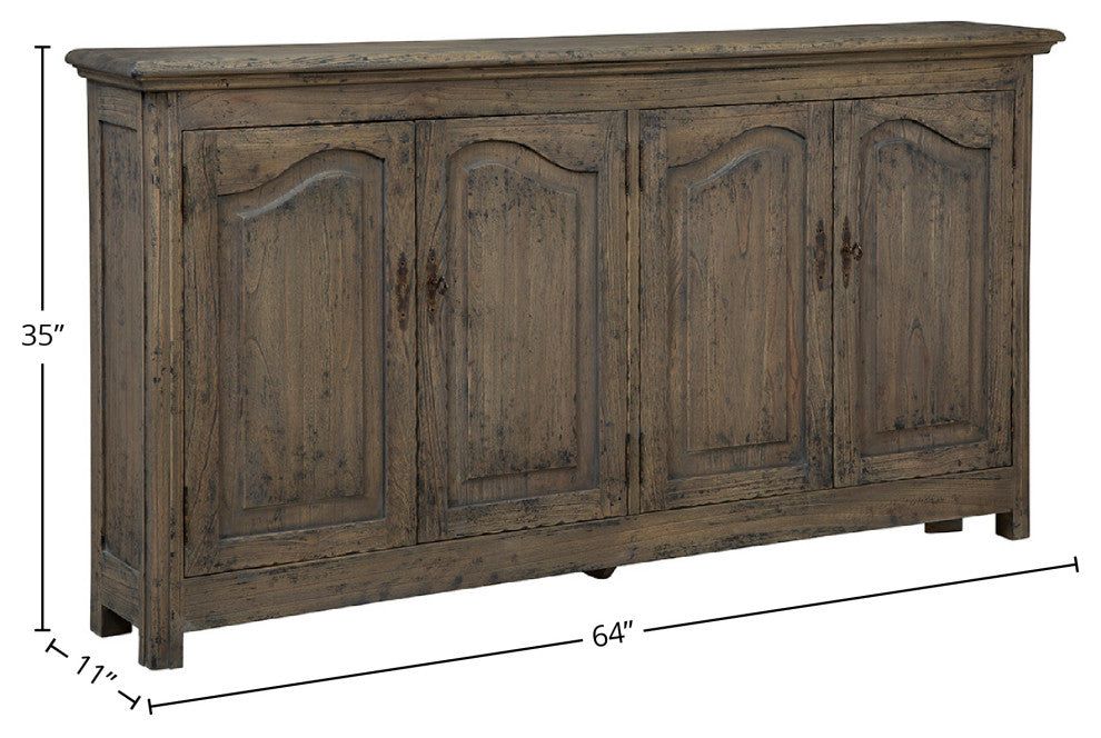 Hughes 64" Wide Sideboard, Distressed Gray Brown