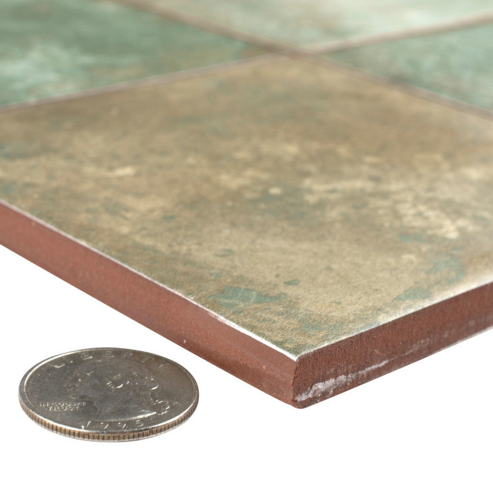 Kings Etna Encaustic Ceramic Floor and Wall Tile, Sage