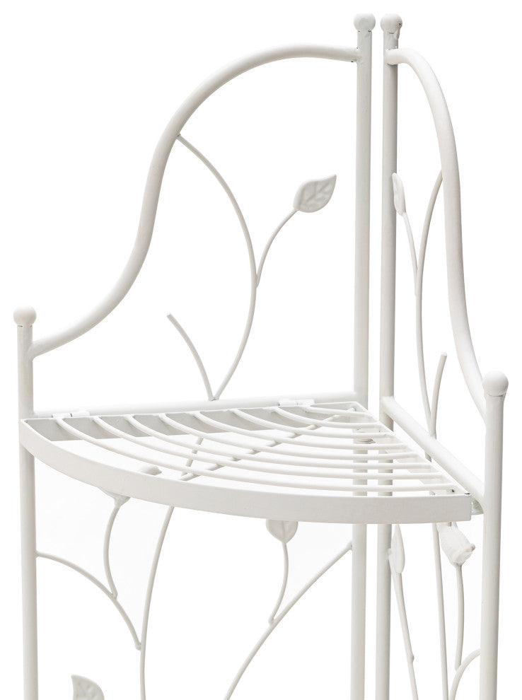 52"H 4-Tiered Metal Corner Shelf Plant Stand, White