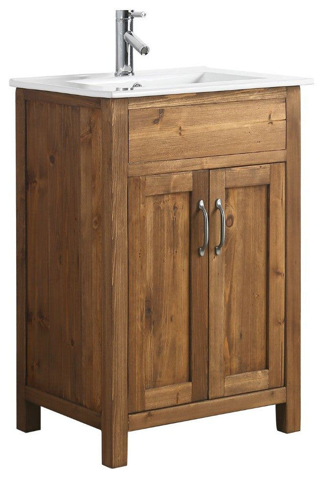 Design Element Bryson 24" Reclaimed Wood Single Sink Bathroom Vanity In Walnut