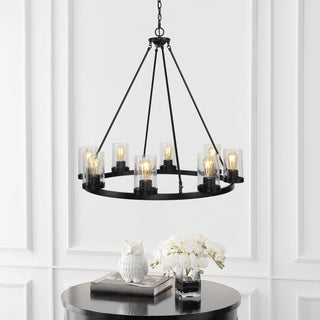 Coronet 3-Light Iron Glass LED Chandelier, Black, Width: 33.5"