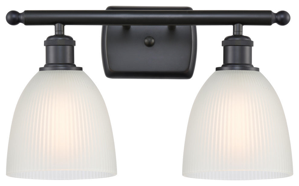 Castile 2-Light Bath Vanity-Light, Matte Black, White