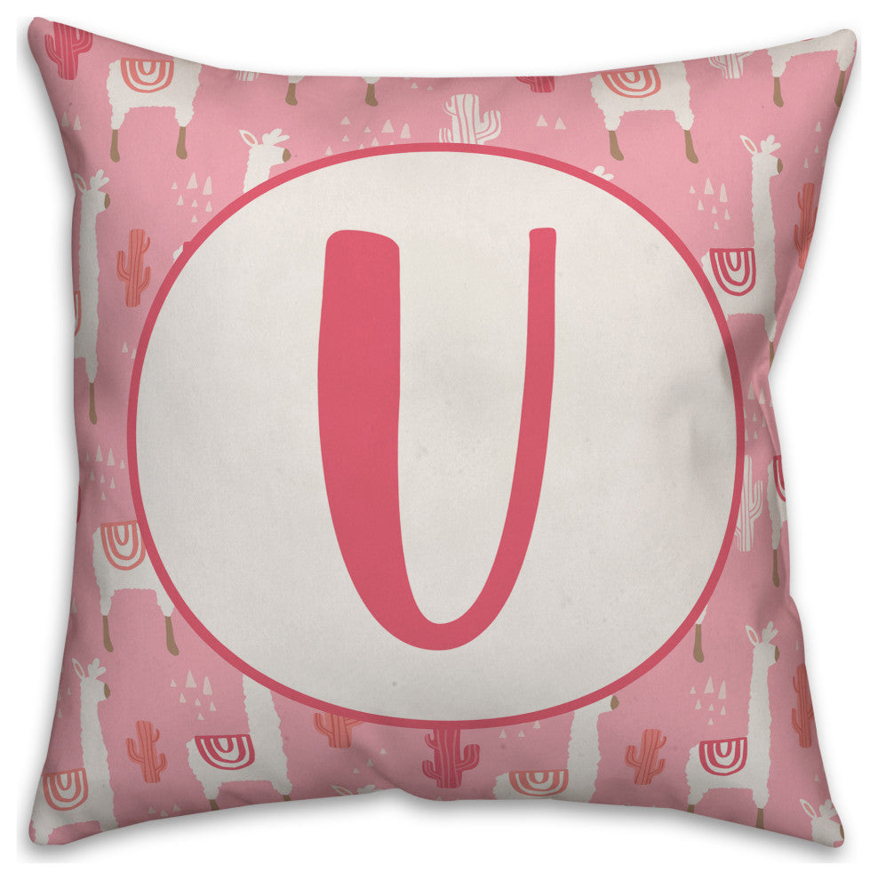 Monogram Lllama Pattern - U 16x16 Spun Poly Pillow