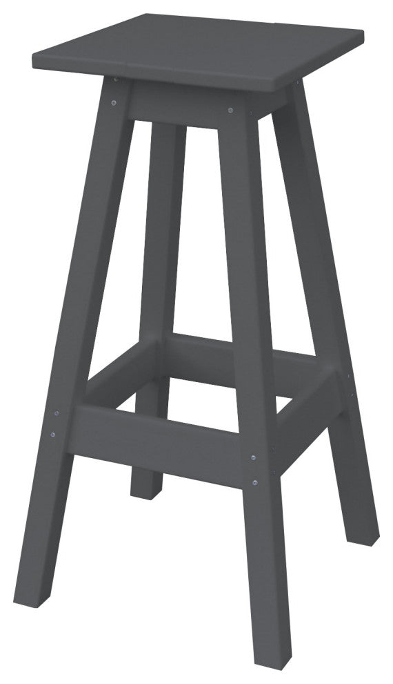 Poly Lumber Bar Stool, Dark Gray, Bar Height, Square