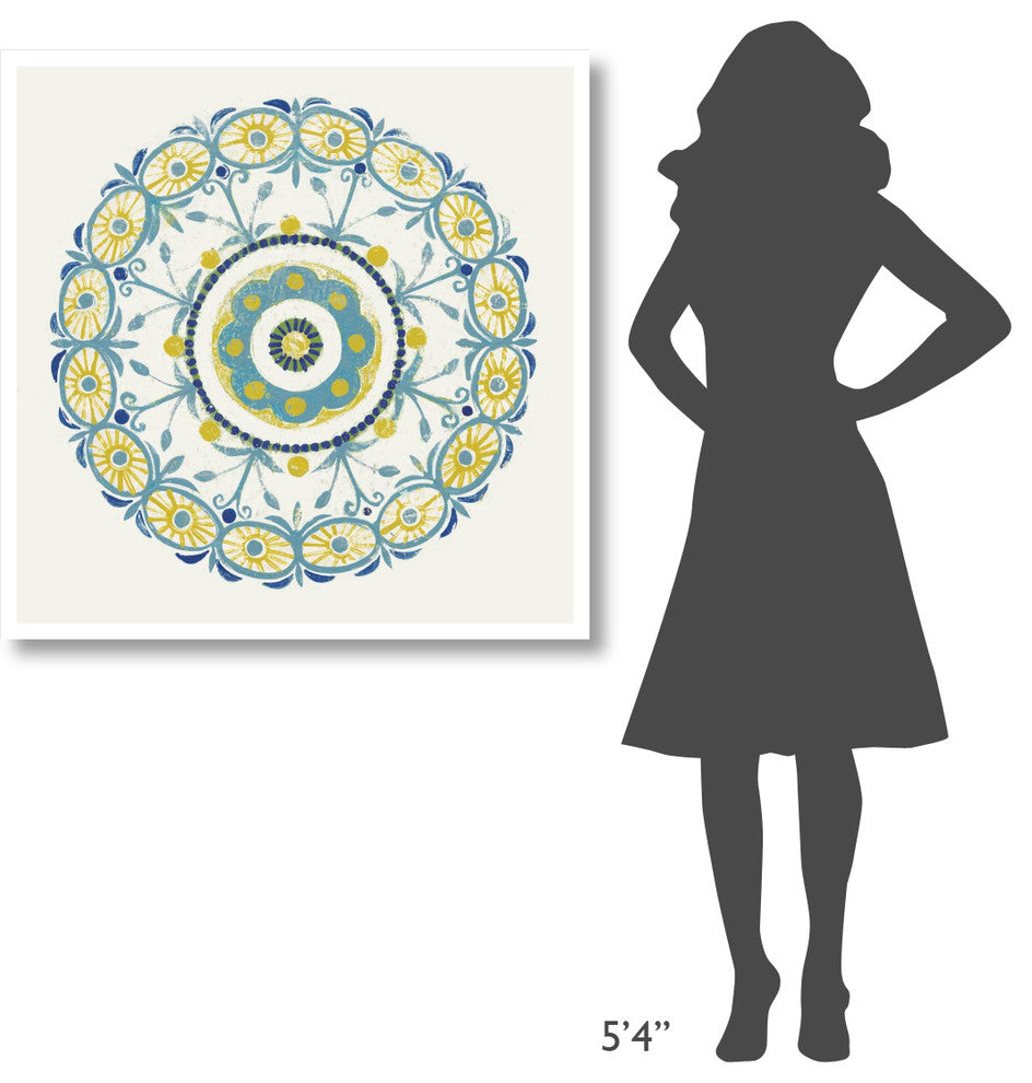 "Lakai Circle I Blue and Yellow" Digital Paper Print by Kathrine Lovell, 38"x38"