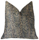Exotic Phantom  Blue and Gold Luxury Throw Pillow, 16"x16"