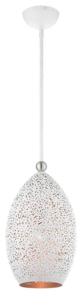 Livex Lighting Charlton 1 Light White With Brushed Nickel Accents Pendant