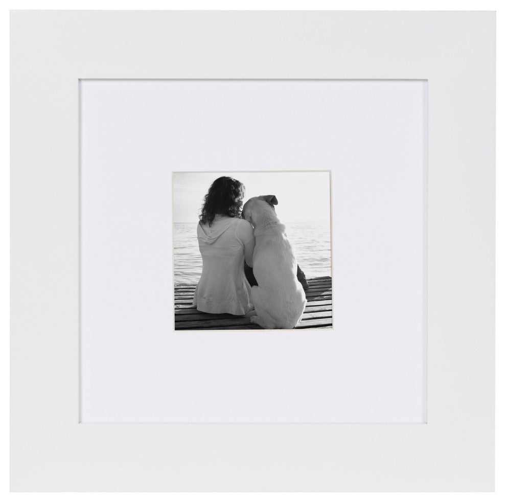Museum Wood Picture Frame Set, White 8X8 Matted To 4X4