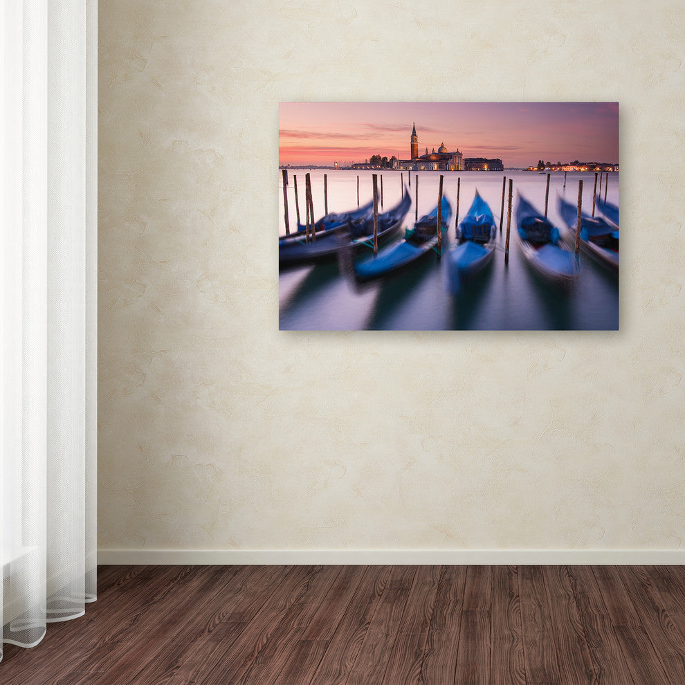 Michael Blanchette 'Blue Gondolas' Canvas Art, 19x12