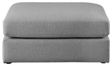 Beckham Beige Durable Linen Textured Fabric Armless, Gray, Ottoman
