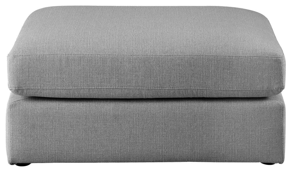 Beckham Beige Durable Linen Textured Fabric Armless, Gray, Ottoman