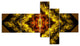 Cabalistic Yellow Fractal Design, Abstract Wall Art Canvas, 60"x32", 5 panels